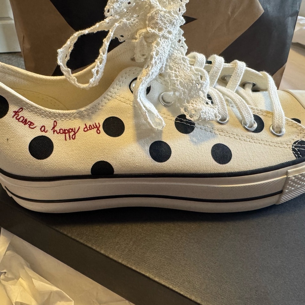 Converse White and Black Polka Dot Sneakers